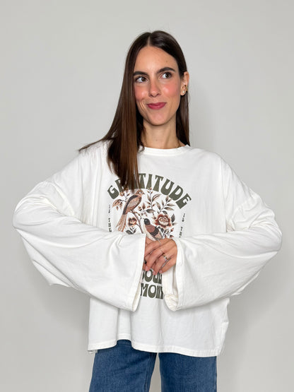 Maglia in cotone con manica a ampia vintage