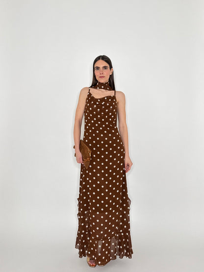 Abito Flamenco lungo pois Cioccolato