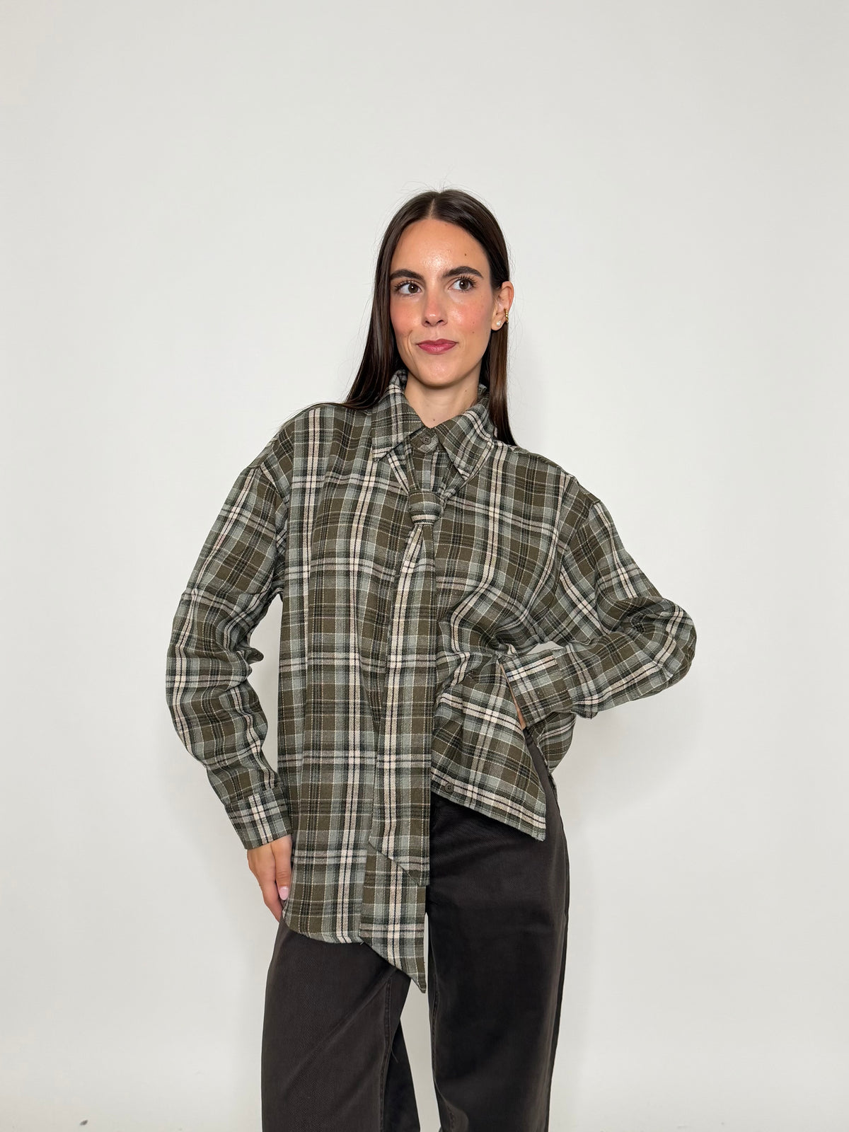 Camicia check in cotone verde