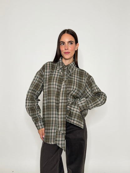 Camicia check in cotone verde