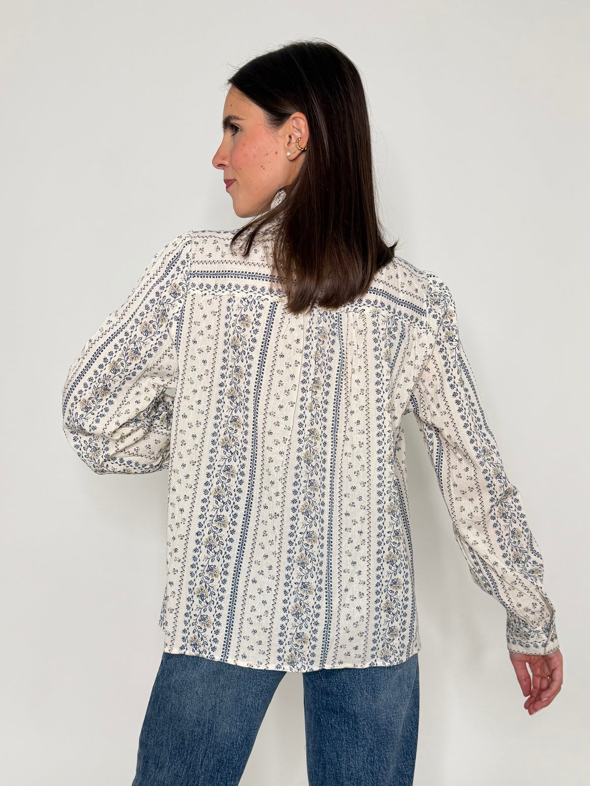 Camicia in cotone rouge blu/beige