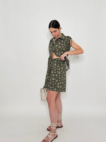 Completo Floreale Olivia Verde