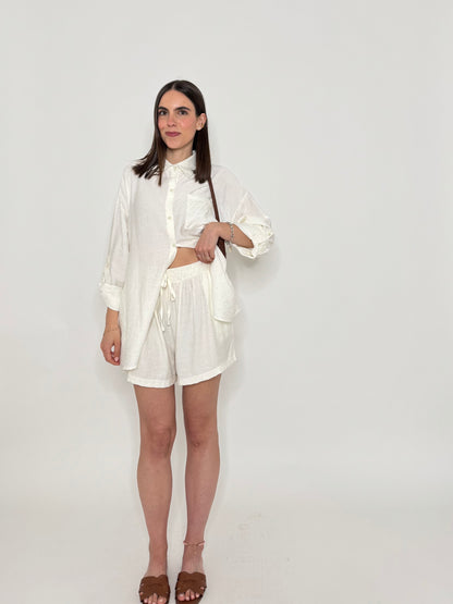 Completo in fresca viscosa micro Strass Panna