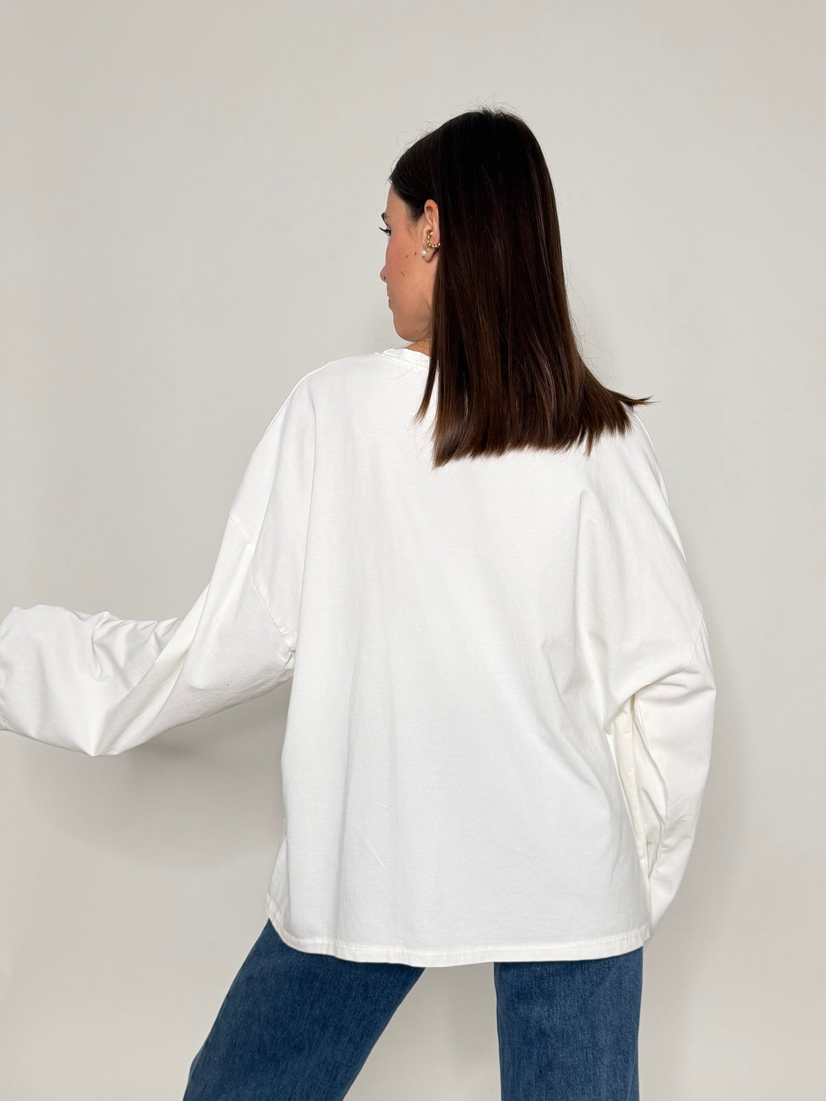 Maglia in cotone con manica a ampia Safari bordeaux