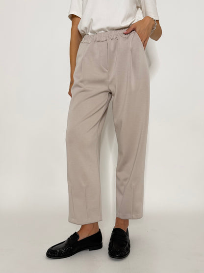 Pantalone ovetto relax fit in viscosa beige