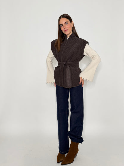 Gilet in velluto di cotone moro