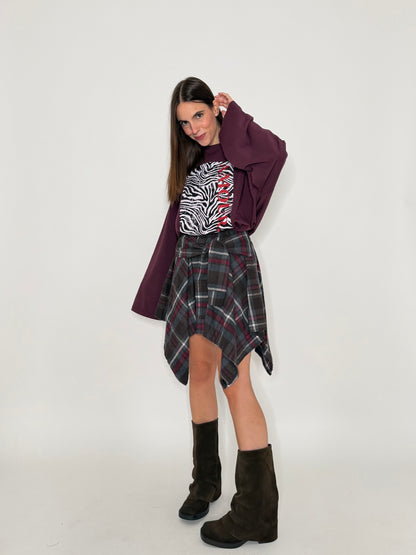 Gonna a camicia con pantaloncino fantasia tartan