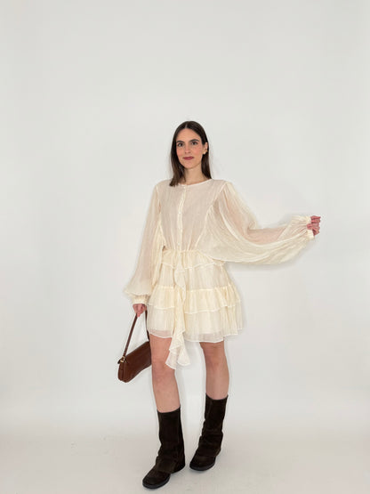Abito mini in tencel effetto goffrato Burro