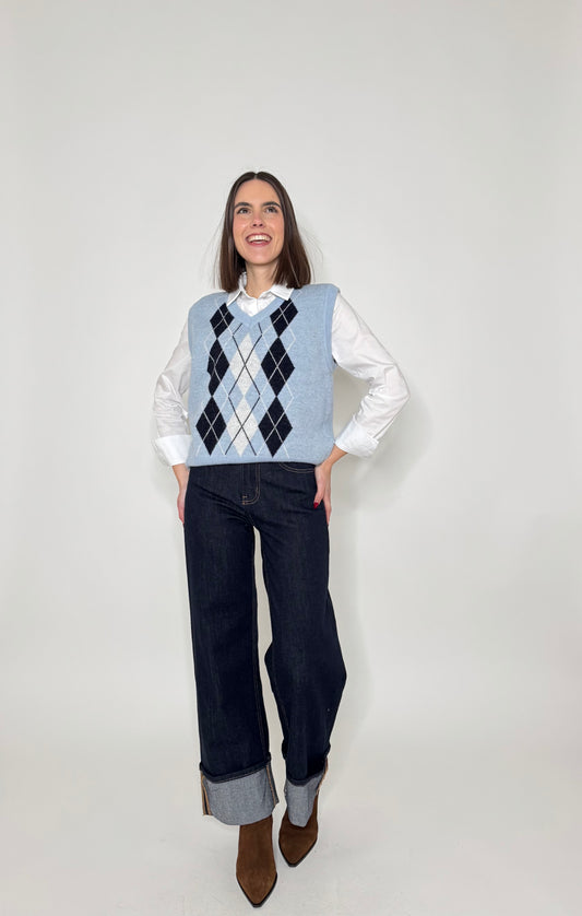 Gilet in maglia a rombi