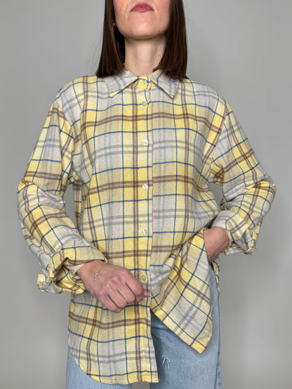Camicia check in flanella di cotone giallo pulcino