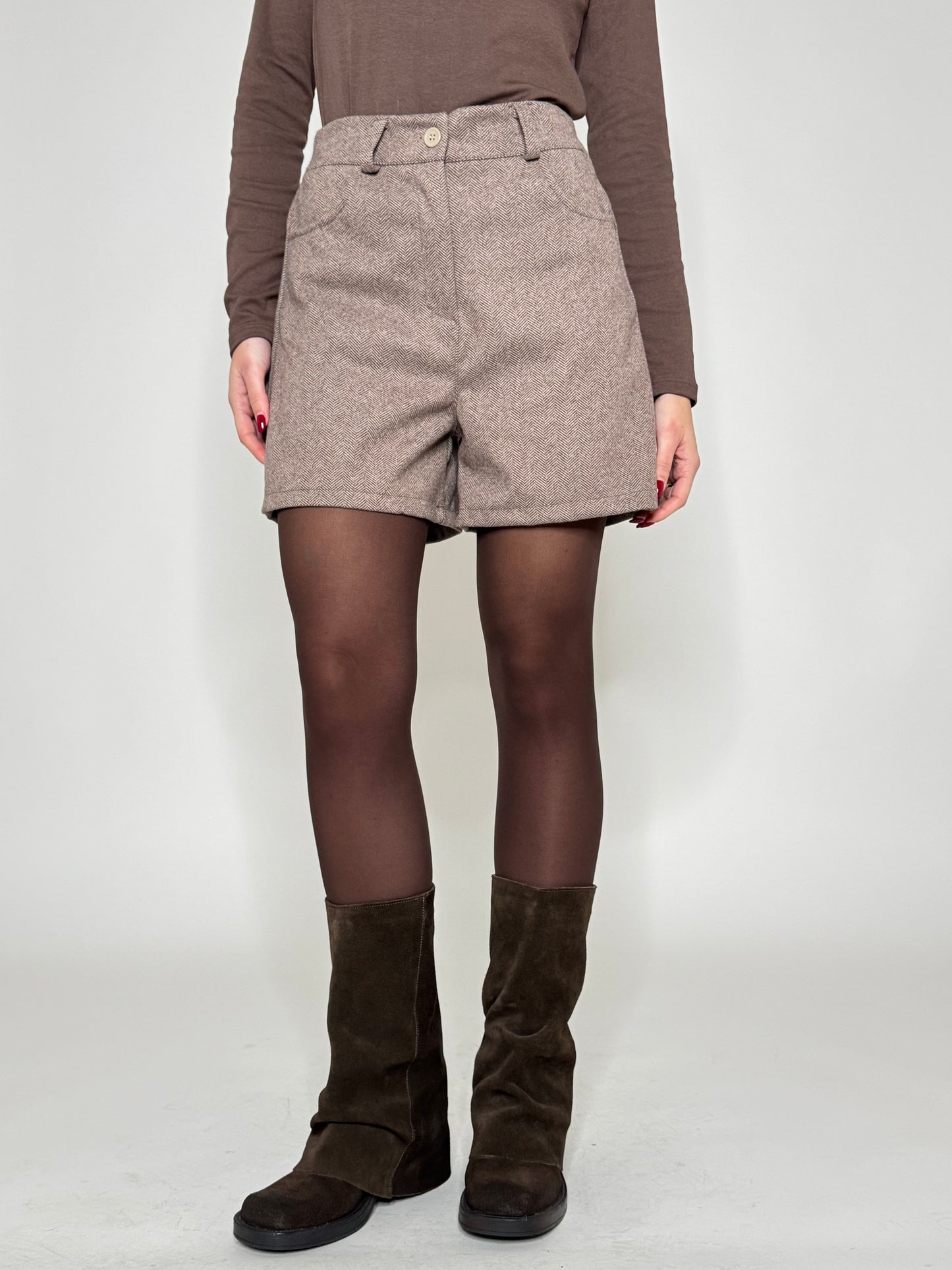 Bermuda spigato camel