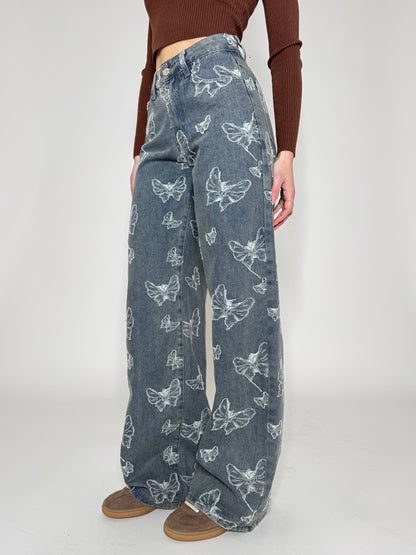 Jeans Wide Leg tela fissa
