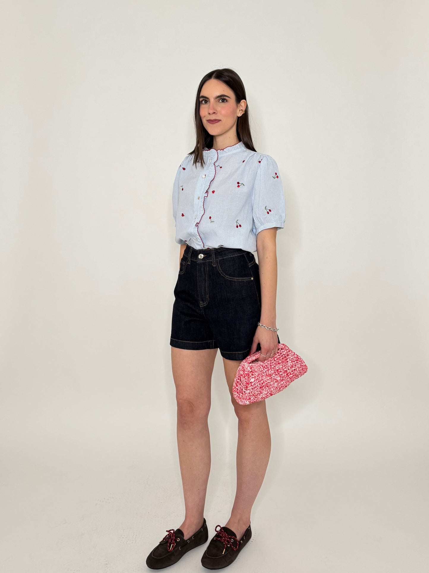 Camicia in cotone con ricami