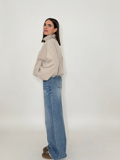 Giacca bomber effetto ballon Beige