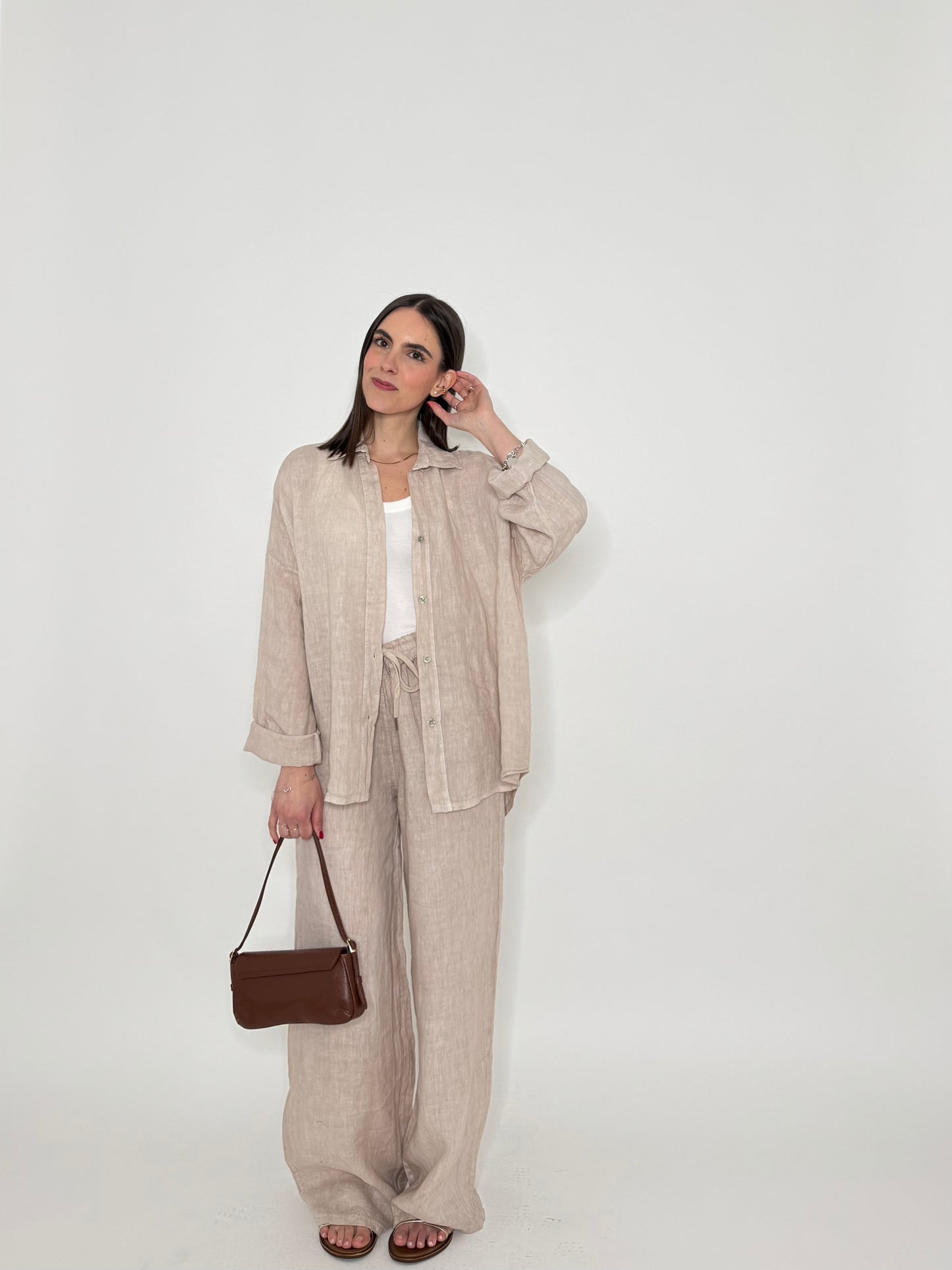 Pantalone in lino Deserto Beige