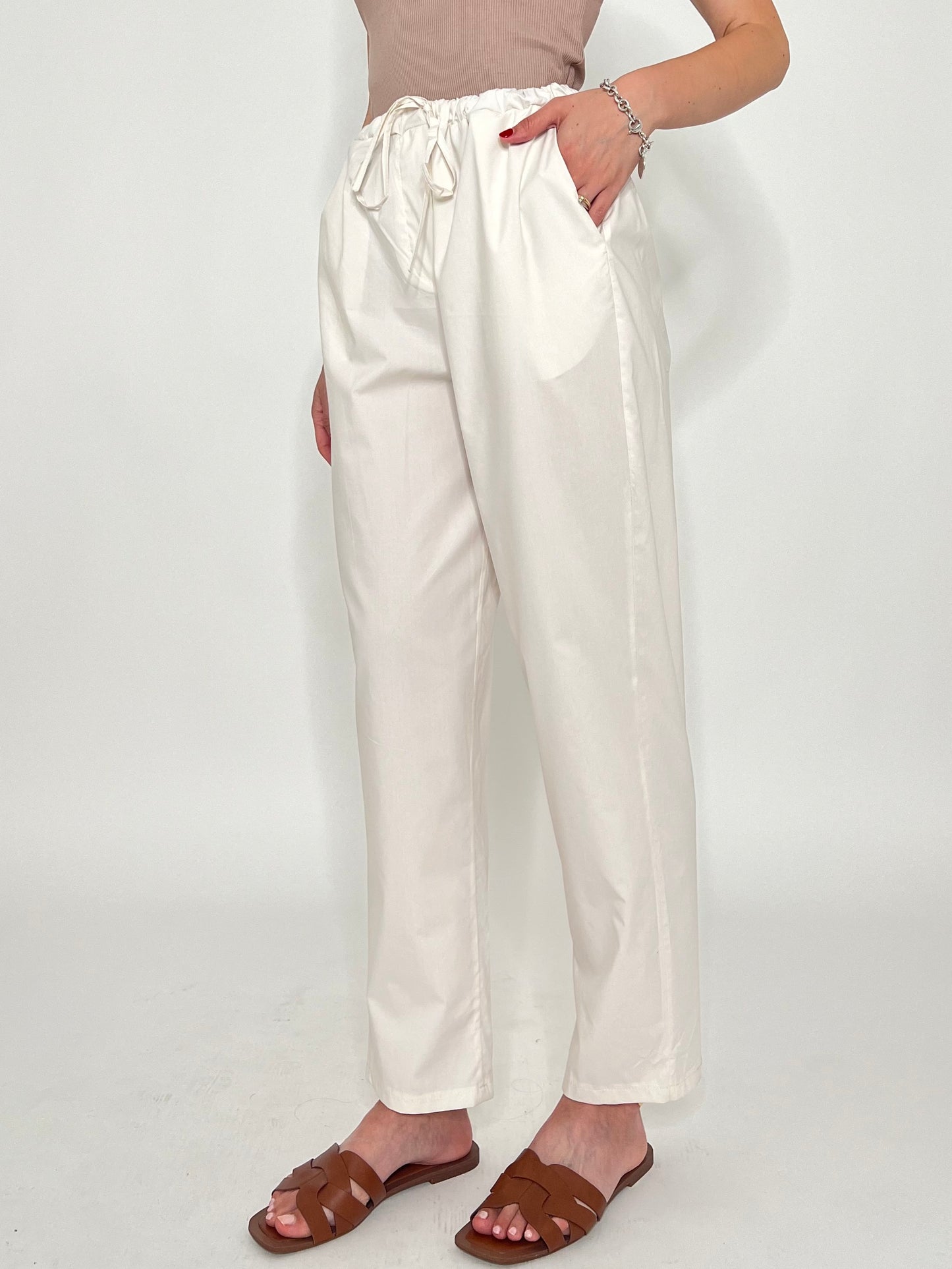 Pantalone fresco cotone Office Panna