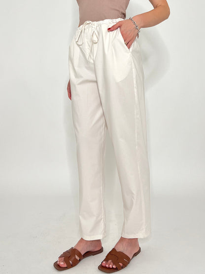 Pantalone fresco cotone Office Panna