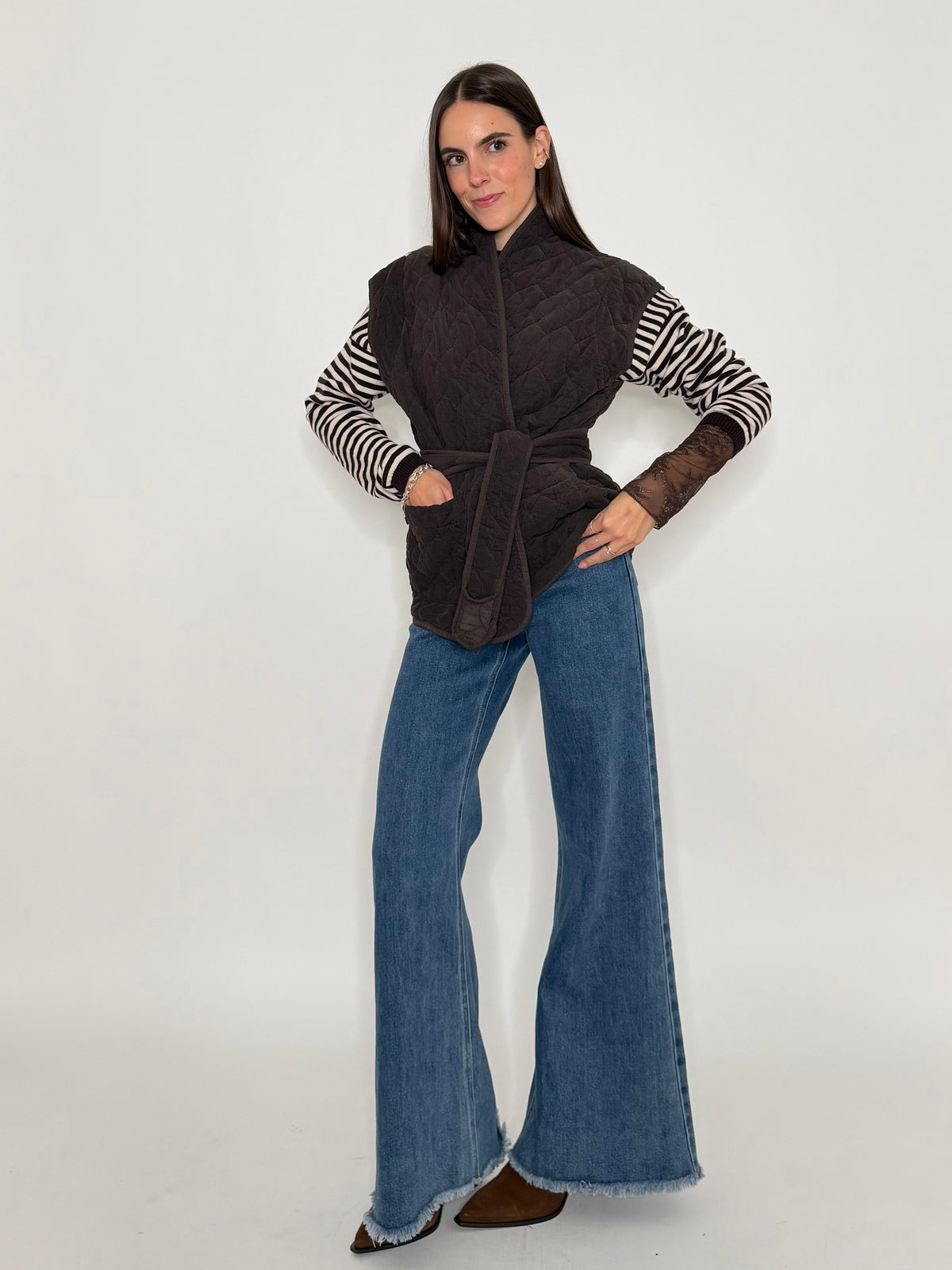 Gilet in velluto di cotone moro