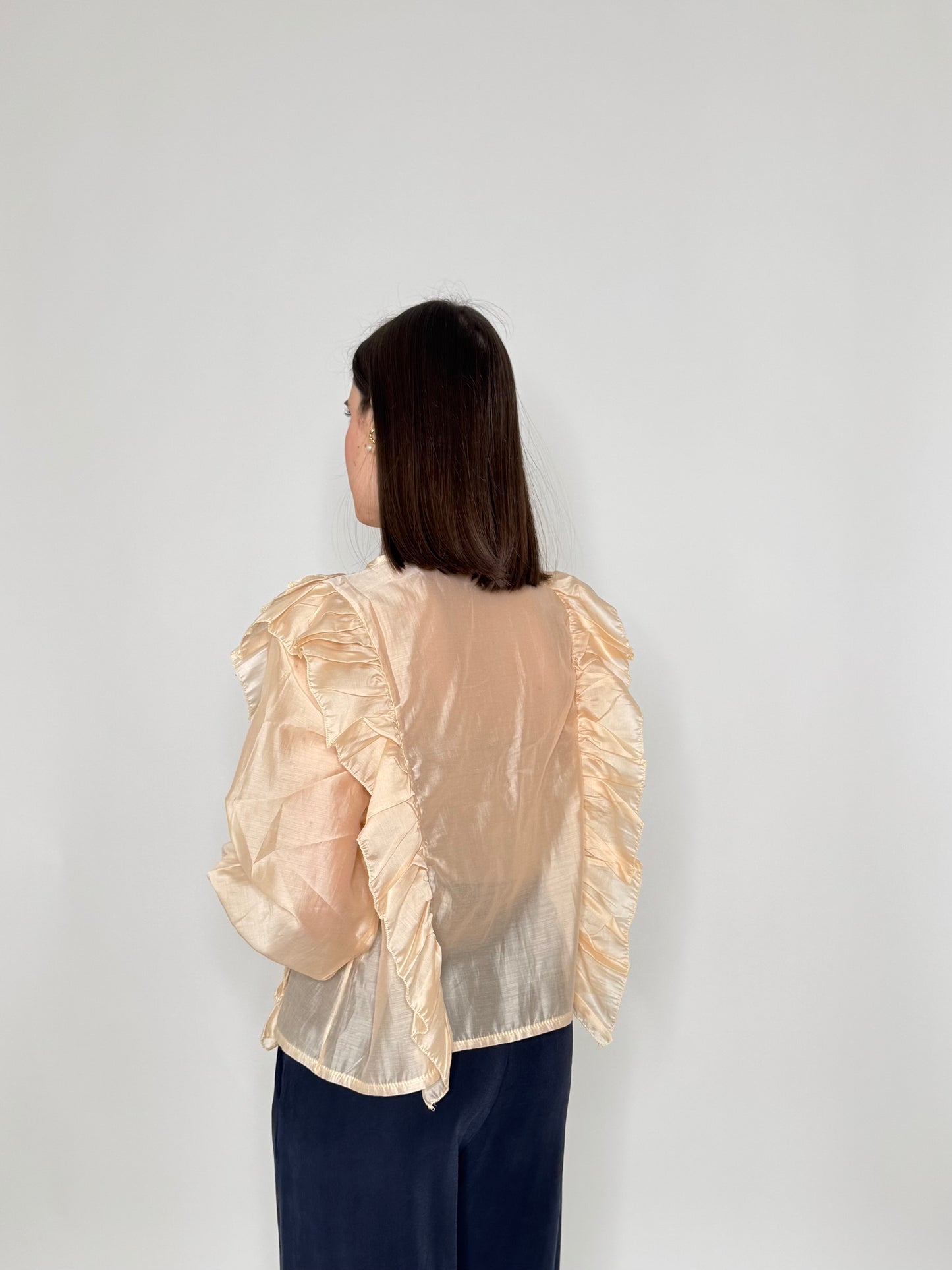 Camicia volant in lyocell con laccetti pesca