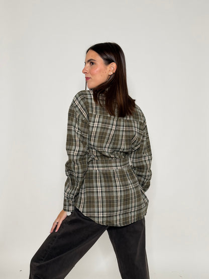 Camicia check in cotone verde