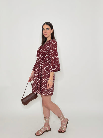 Abito Pois in cotone Bordeaux