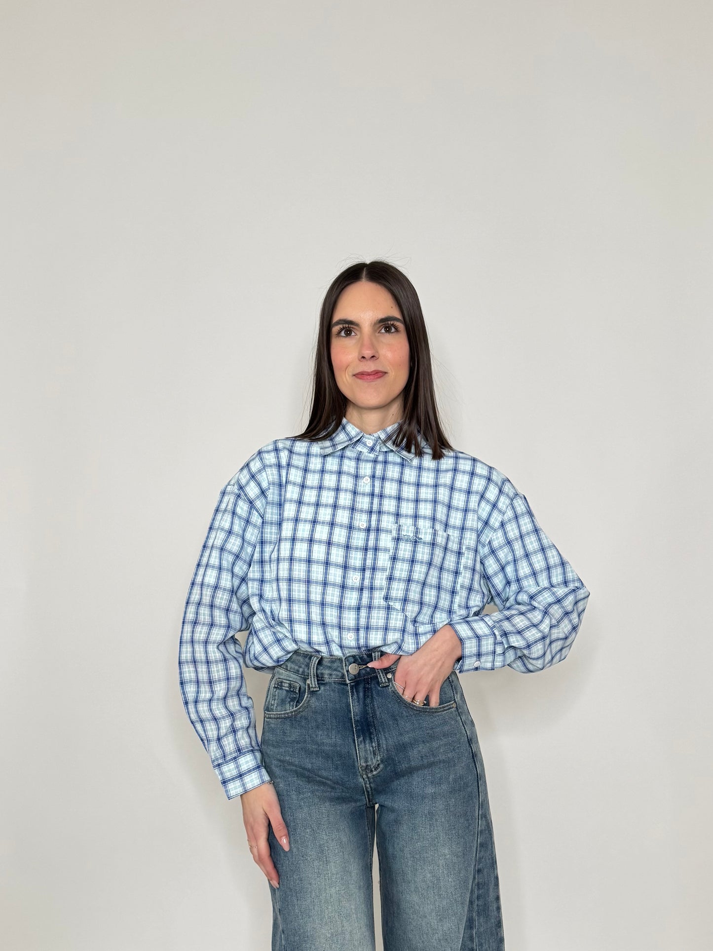 Camicia in cotone a quadri Blu