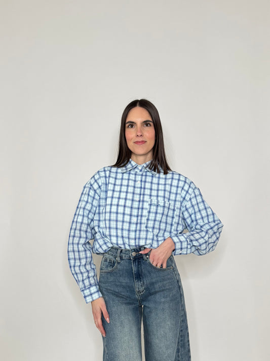 Camicia in cotone a quadri Blu