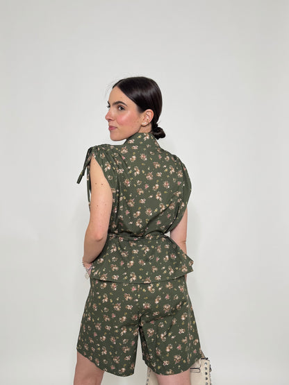 Completo Floreale Olivia Verde