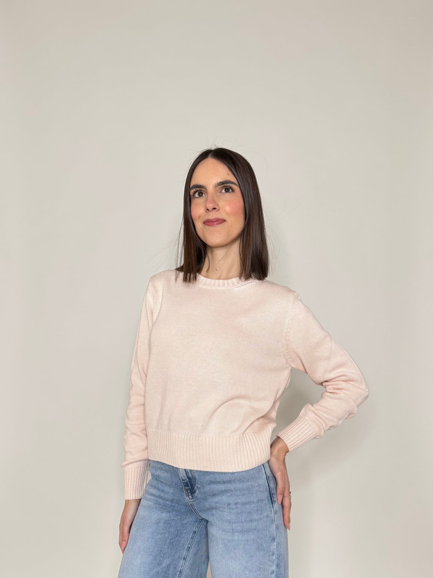 Maglia girocollo in 100% cotone Rosa