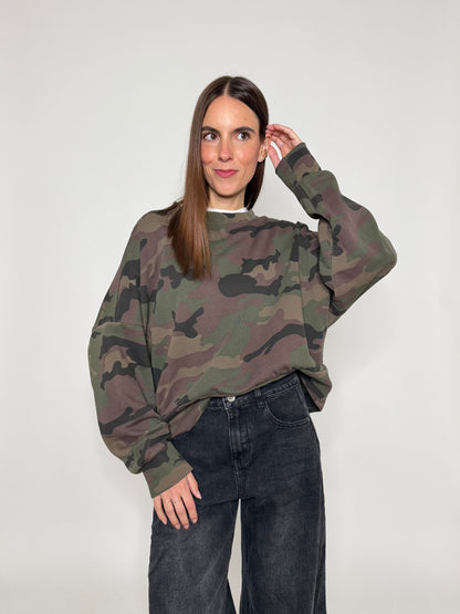 Felpa in cotone con camouflage