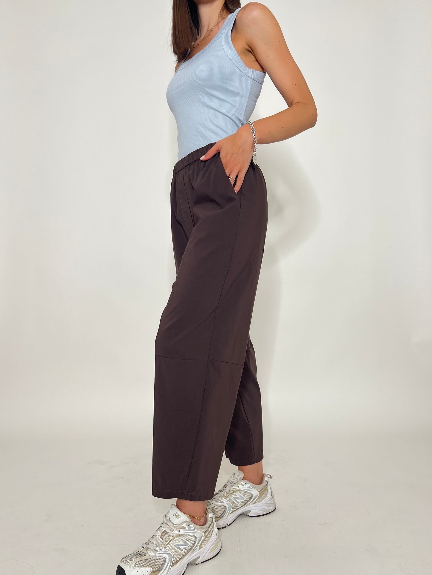 Pantalone Comfy ovetto in viscosa Cioccolato