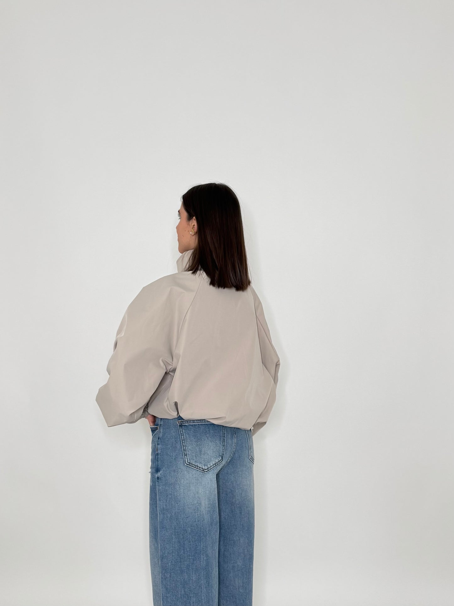 Giacca bomber effetto ballon Beige