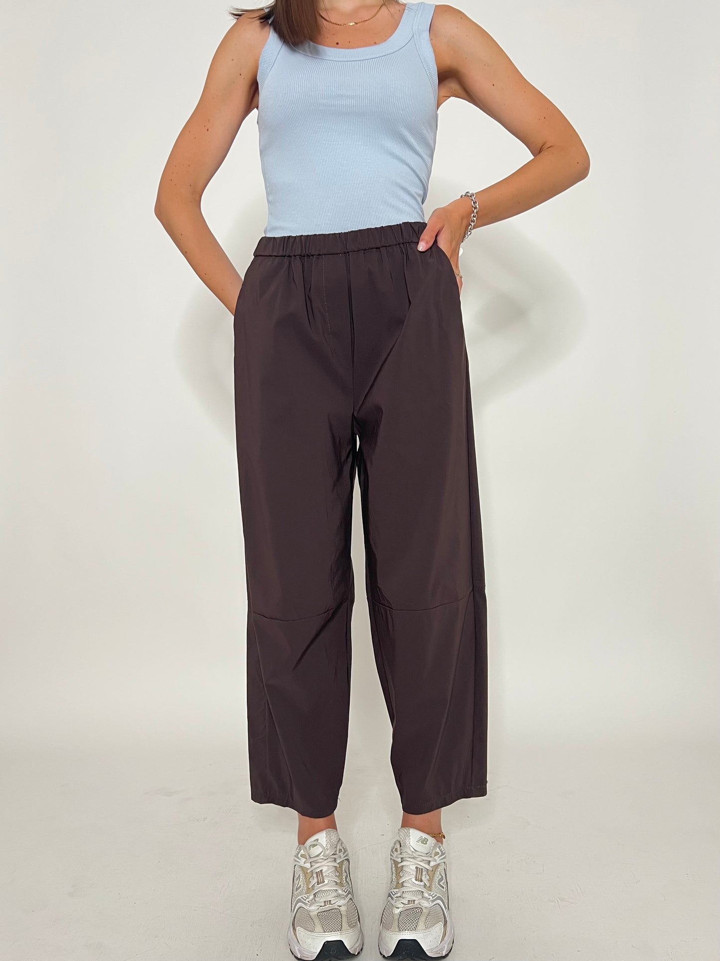Pantalone Comfy ovetto in viscosa Cioccolato