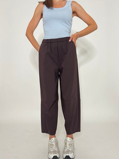 Pantalone Comfy ovetto in viscosa Cioccolato