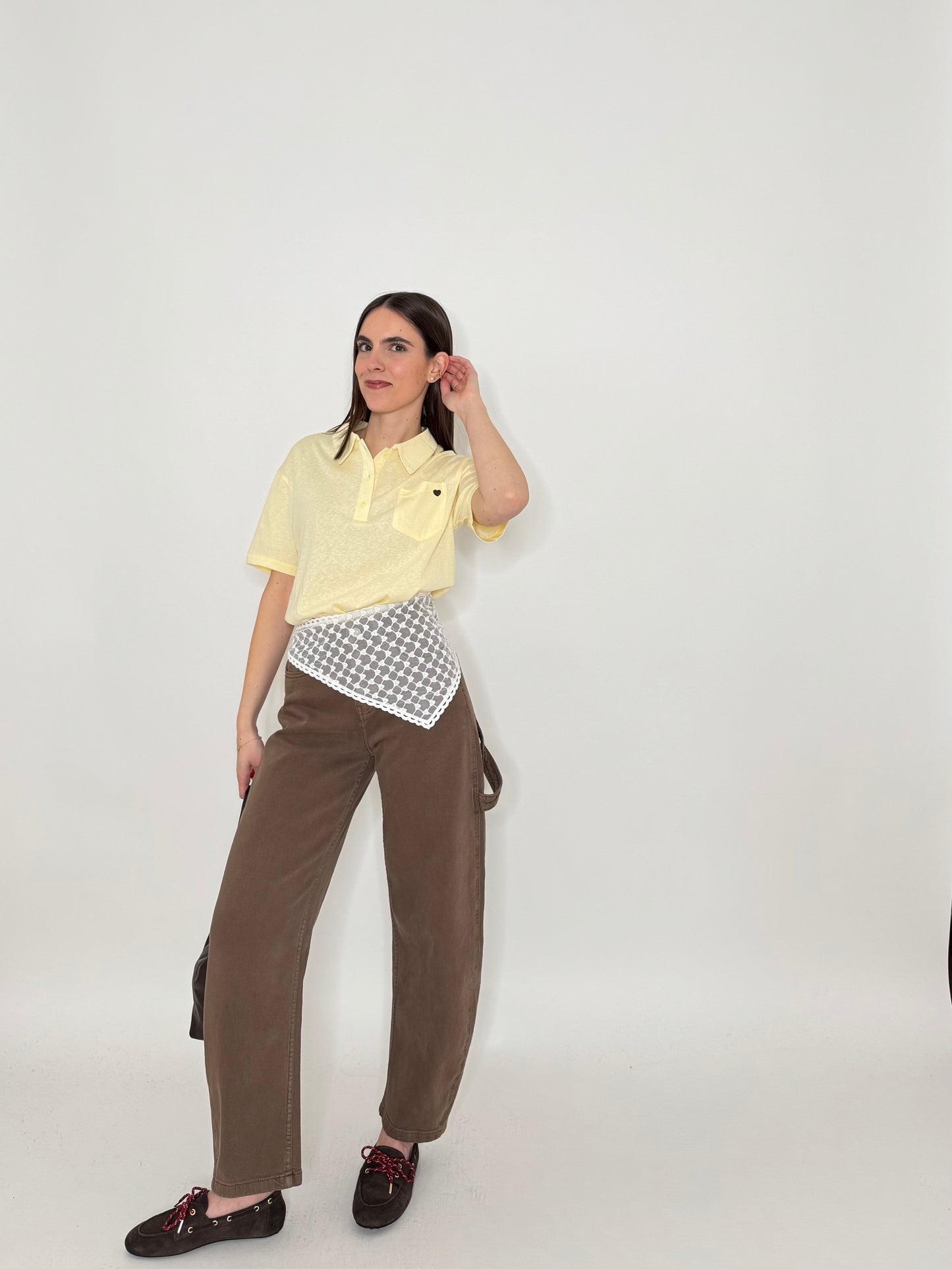 Polo basic light cotton con taschino e cuore Giallo pulcino