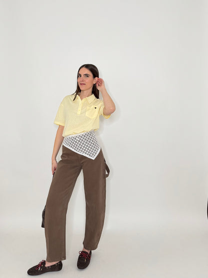 Polo basic light cotton con taschino e cuore Giallo pulcino