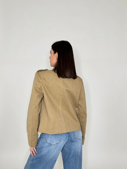 Giacca corta in cotone collo alla coreana