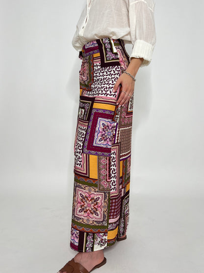 Gonna pareo in fresca viscosa fantasia foulard multicolor