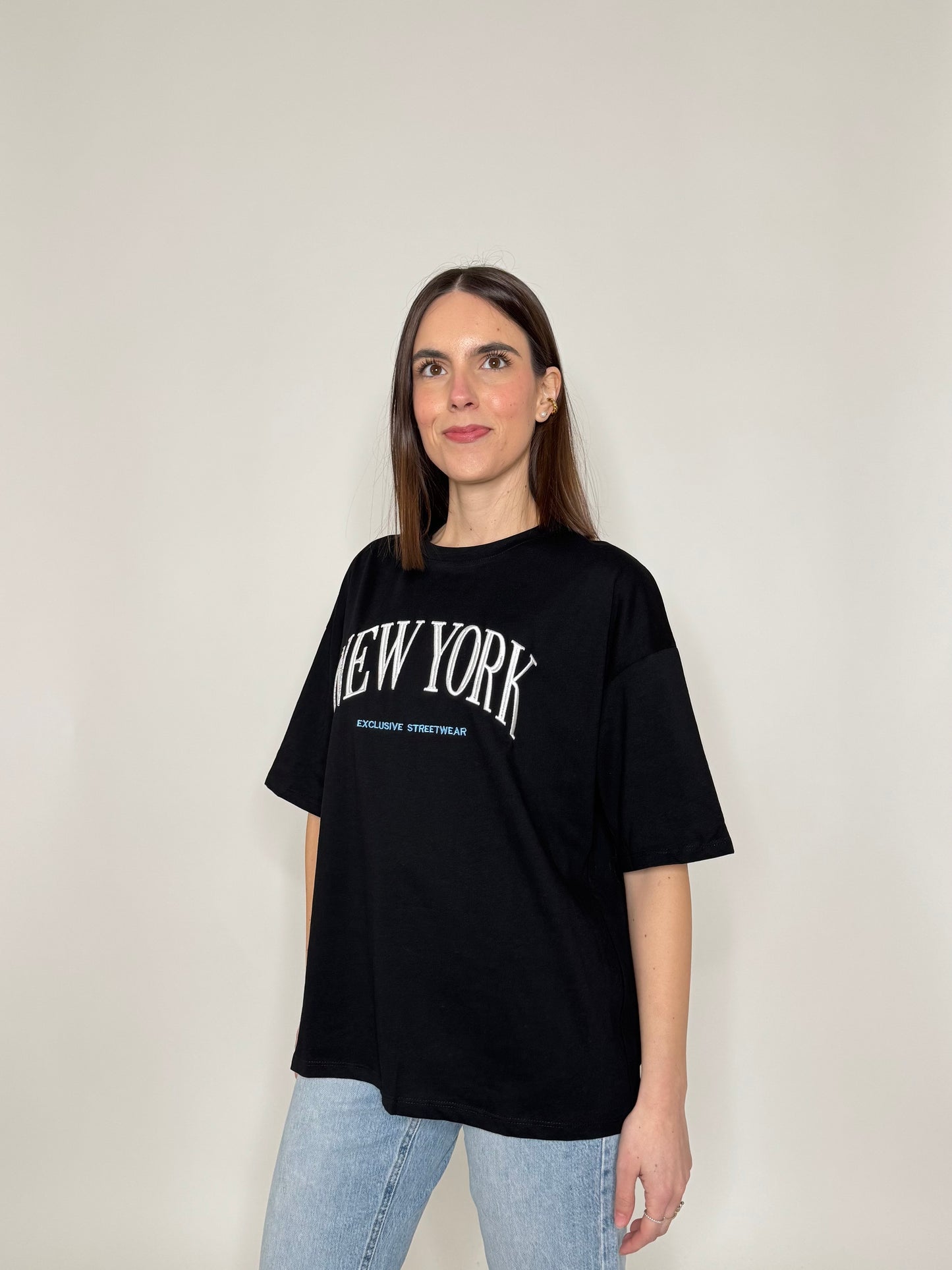 T-shirt in cotone "New York" Nera