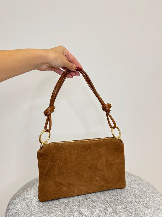Borsa a Spalla Eva in camoscio vera pelle Cuoio