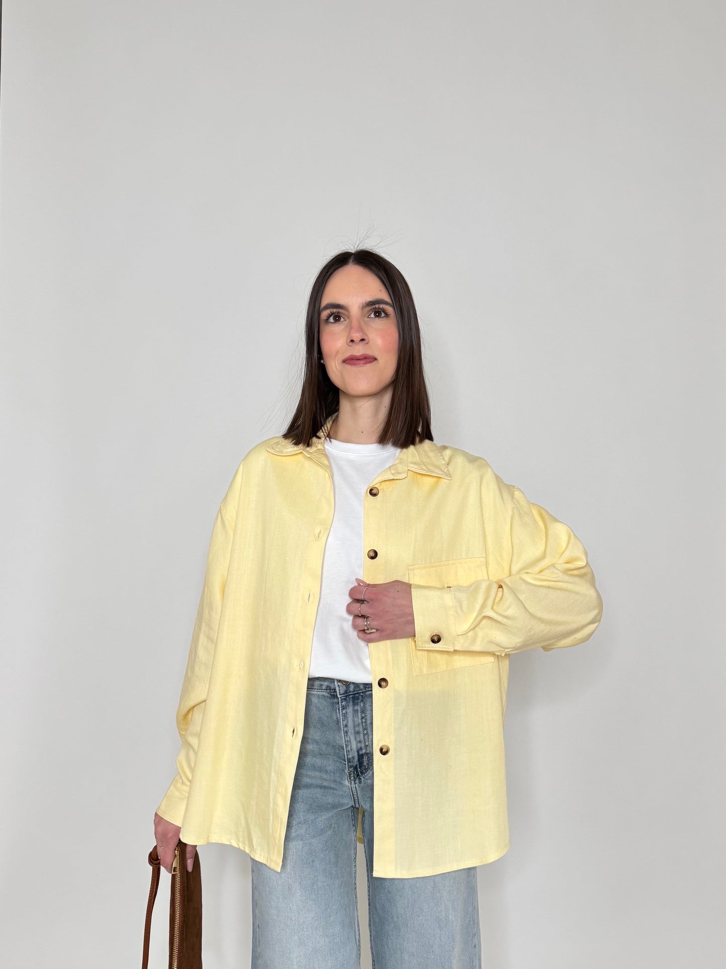 Camicia in 100% cotone taglio morbido Giallo Pulcino