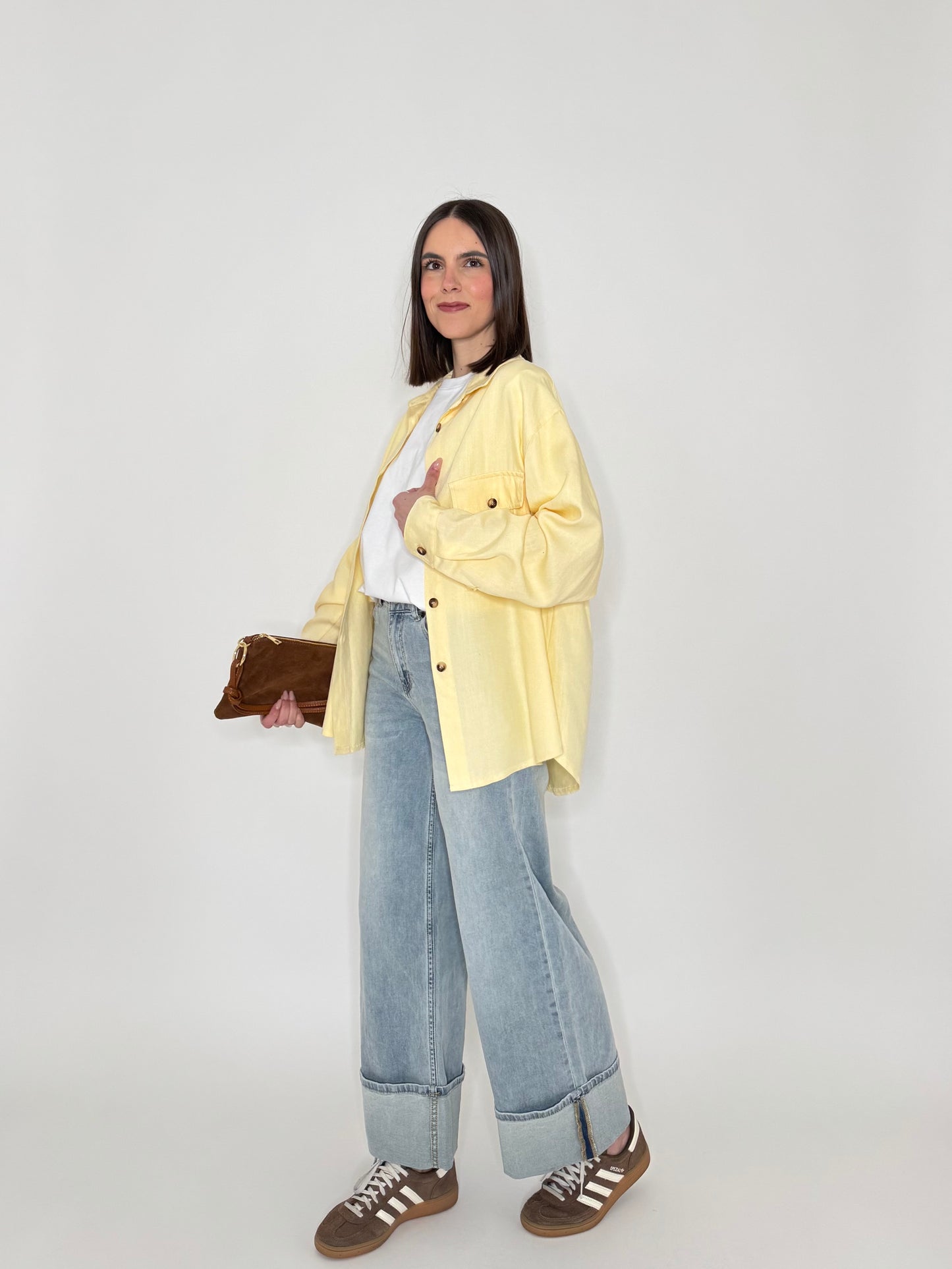 Camicia in 100% cotone taglio morbido Giallo Pulcino
