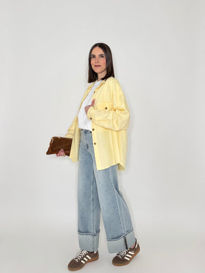 Camicia in 100% cotone taglio morbido Giallo Pulcino