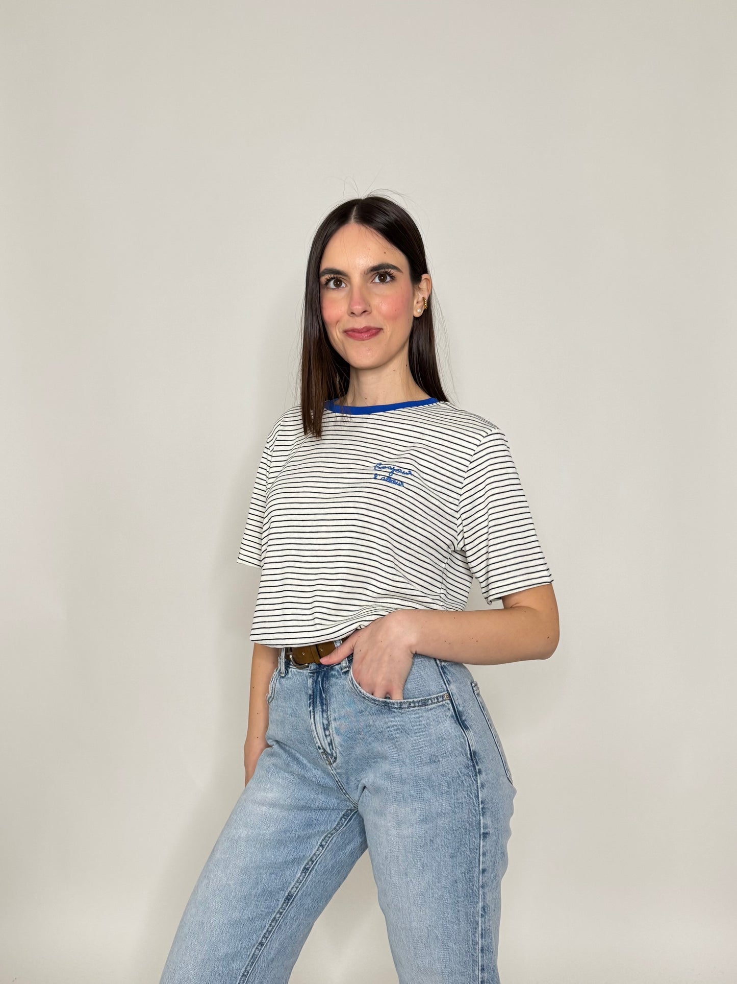 T-shirt righe light cotton White/Black