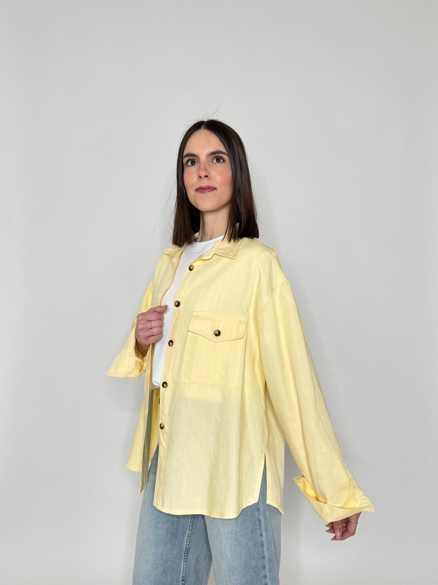 Camicia in 100% cotone taglio morbido Giallo Pulcino
