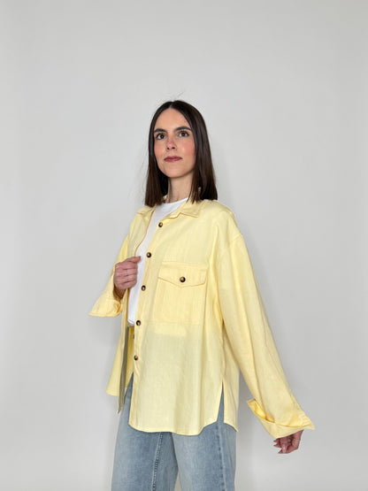 Camicia in 100% cotone taglio morbido Giallo Pulcino