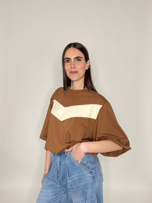 T-shirt palloncino in cotone Caramello