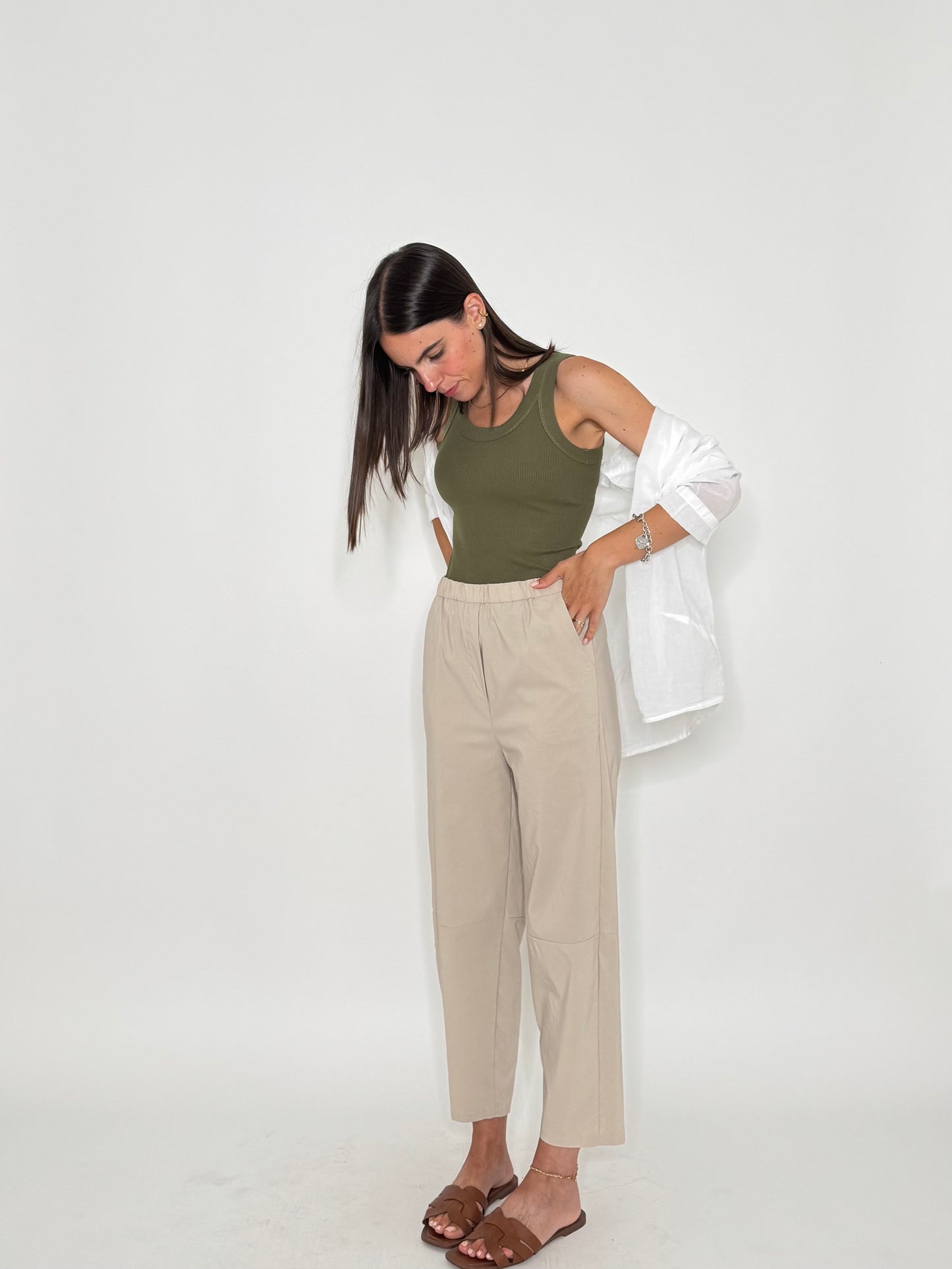 Pantalone Comfy ovetto in viscosa Beige