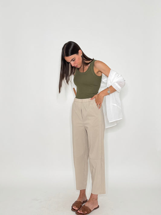 Pantalone Comfy ovetto in viscosa Beige