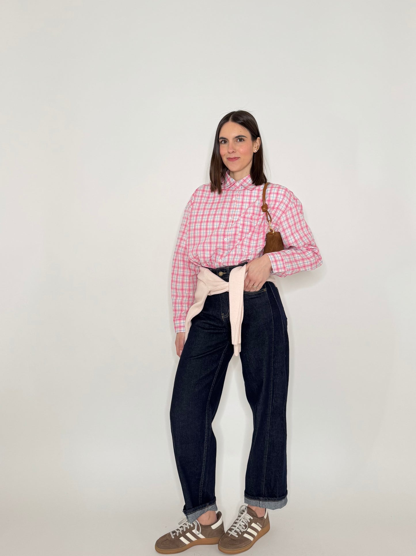 Camicia in cotone a quadri Rosa